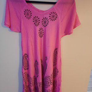 Pink 100% Rayon Summer Dress